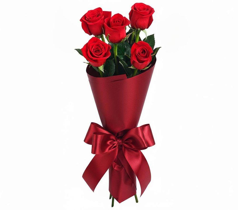 Букет 5 Красных роз Эдлесс Лав в Вязноватовке