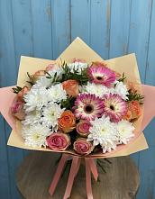Букет цветов из:  Розы, Герберы и Хризантемы в Вязноватовке
