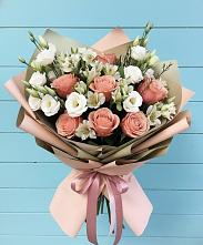 Букет цветов из:  Розы, Альстромерии и Лизиантусы в Вязноватовке
