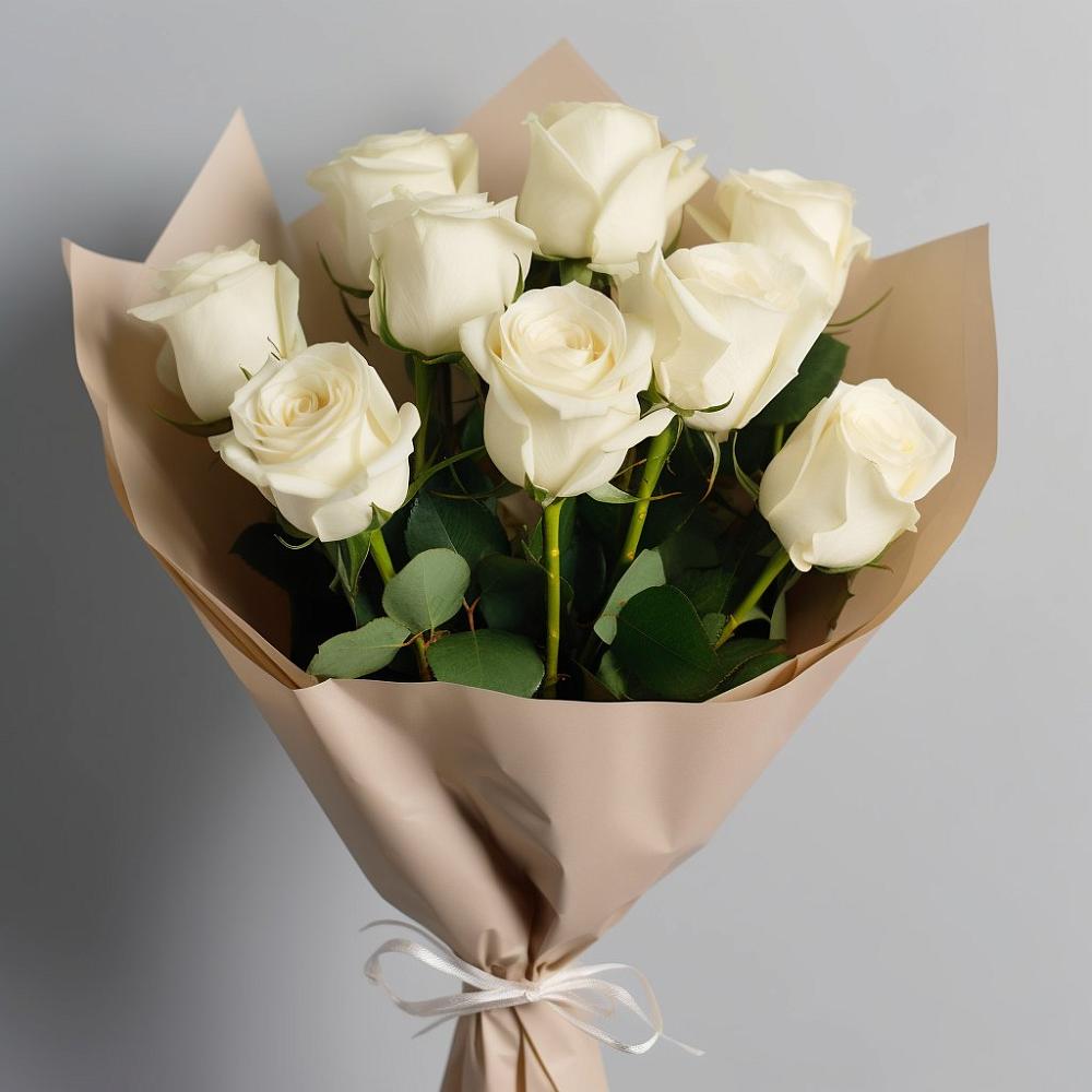 Букет 9 Белых роз Эдлесс Лав в Вязноватовке