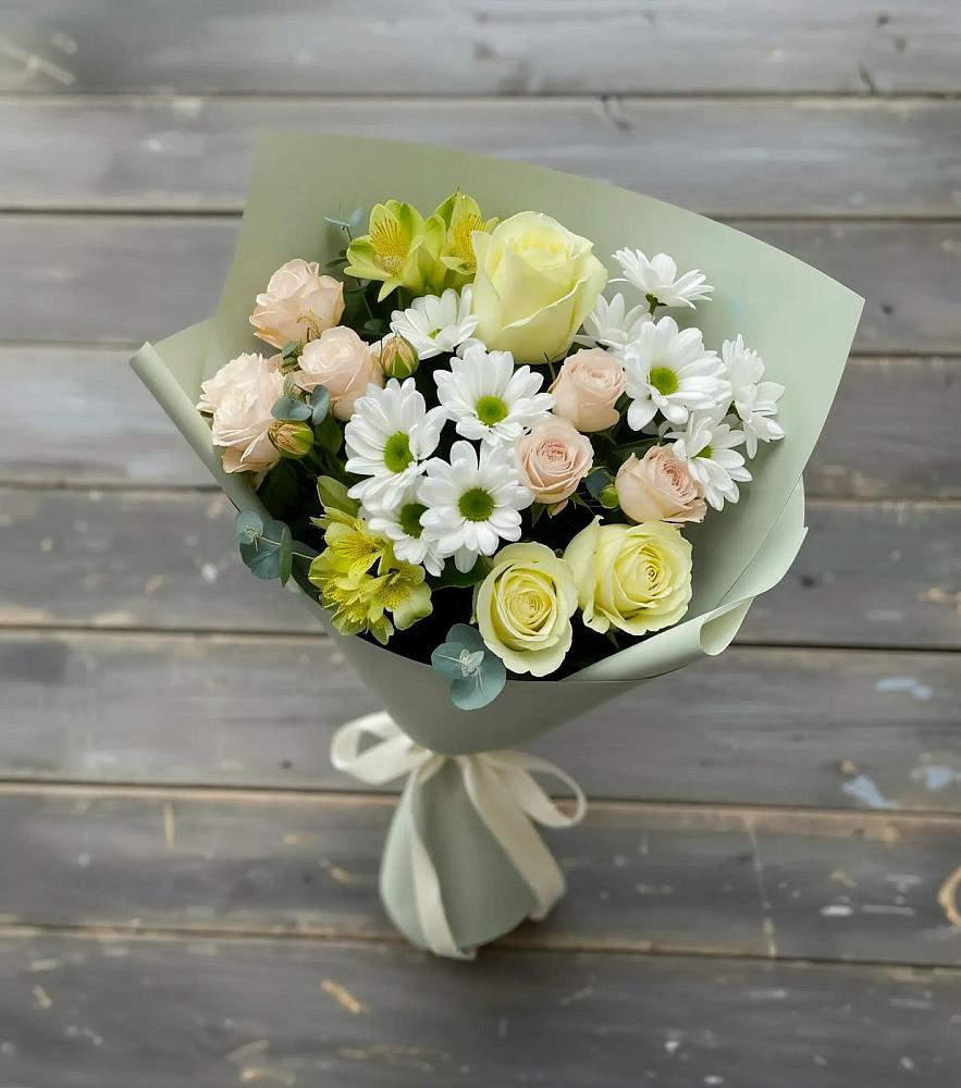 Букет цветов из: Альстромерии, Розы и Хризантемы в Вязноватовке