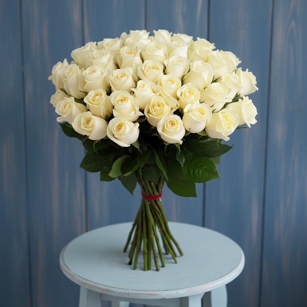 Букет 51 Белая роза Эдлесс Лав в Вязноватовке