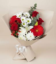 Букет цветов из:  Розы, Хризантемы, Герберы и Лилии в Вязноватовке