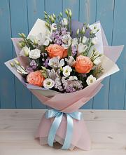 Букет цветов из:  Лизиантусы, Розы, Альстромерии и Гипсофила #REPLACE_PRED# Вязноватовке