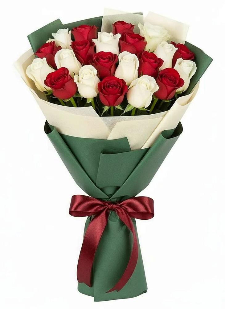 Букет Микс из красных и белых роз в Вязноватовке