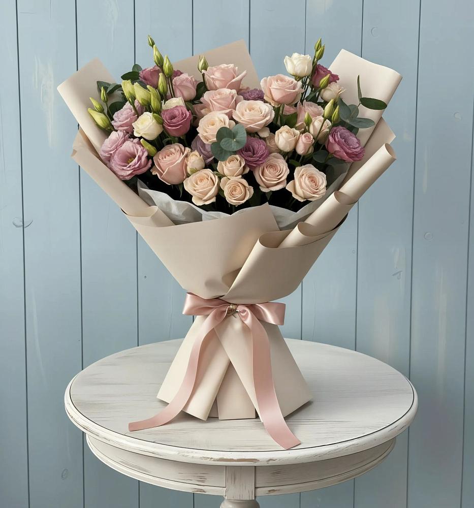 Букет цветов из: Розы и Лизиантусы в Вязноватовке