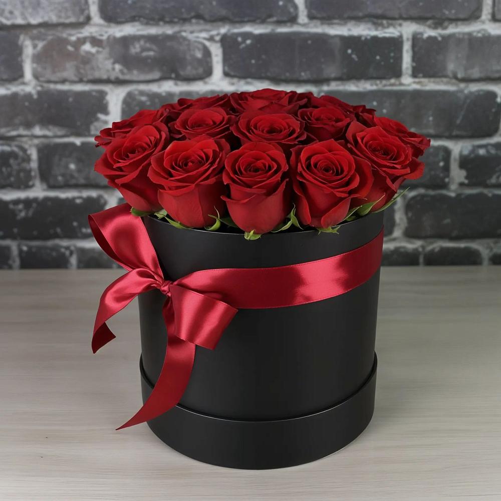 Цветочная композиция из Розы в шляпной коробке в Вязноватовке