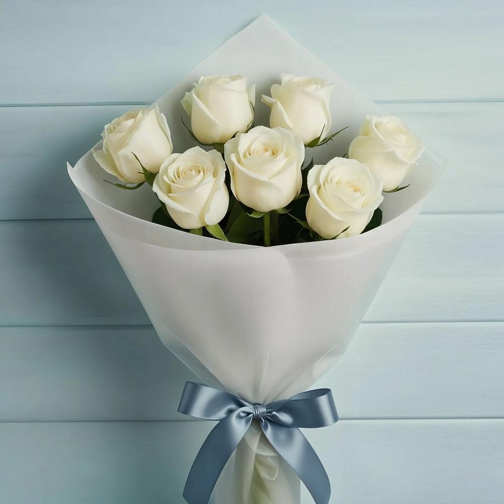Букет 7 Белых роз Эдлесс Лав в Вязноватовке