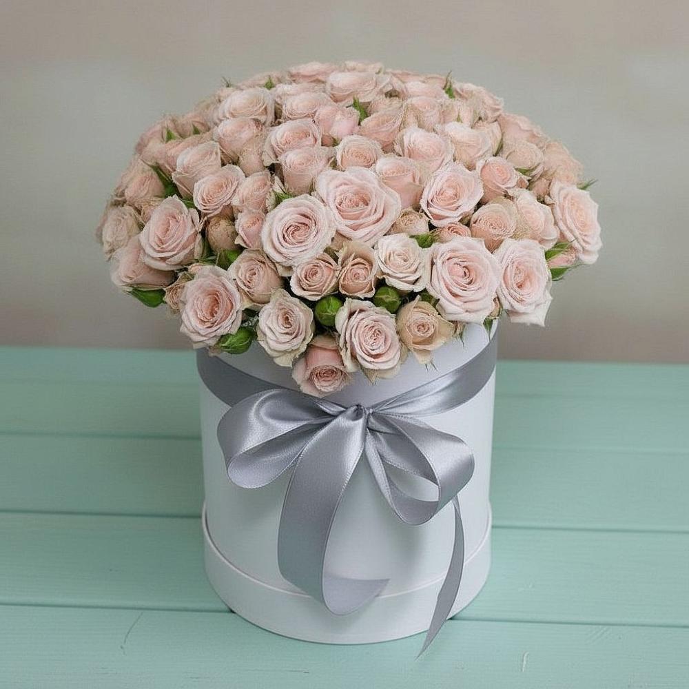 Цветочная композиция из Розы в шляпной коробке в Вязноватовке